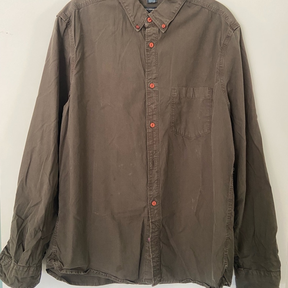 French Connection Army Green-Brown Casual Shirt